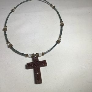 Brown cross necklace